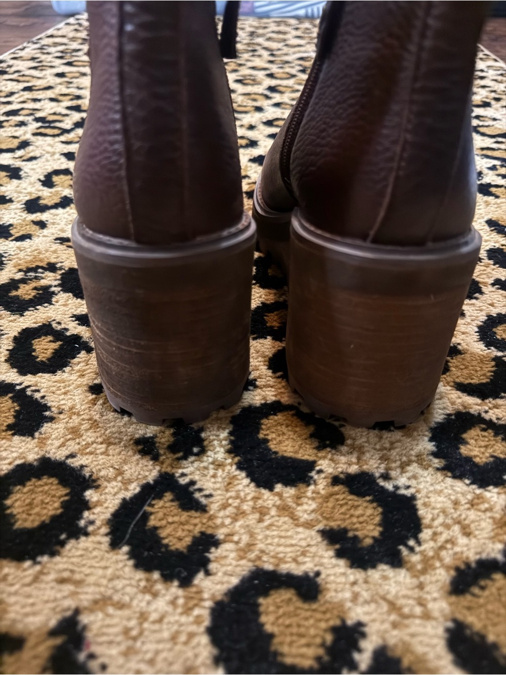 Zodiac Brown Leather Wedge, Side-Zip, Ankle Boots - Picture 6 of 14
